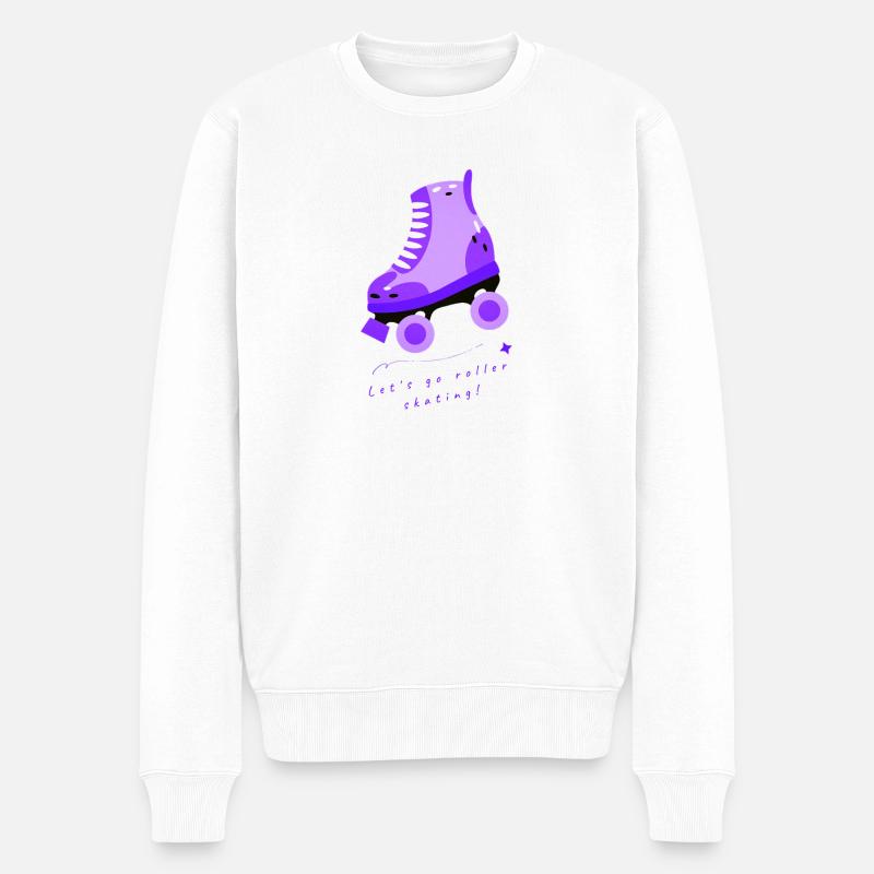 Lila Rollschuh Vintage Design - Männer Premium Bio Pullover - Weiß