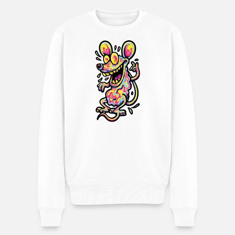 Maus Bunt Graffiti - Männer Premium Bio Pullover - Weiß