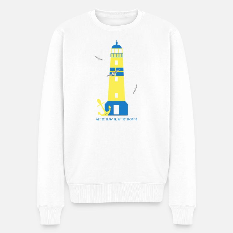 Phare avec mouettes et ancre - Pull Premium bio Homme - blanc