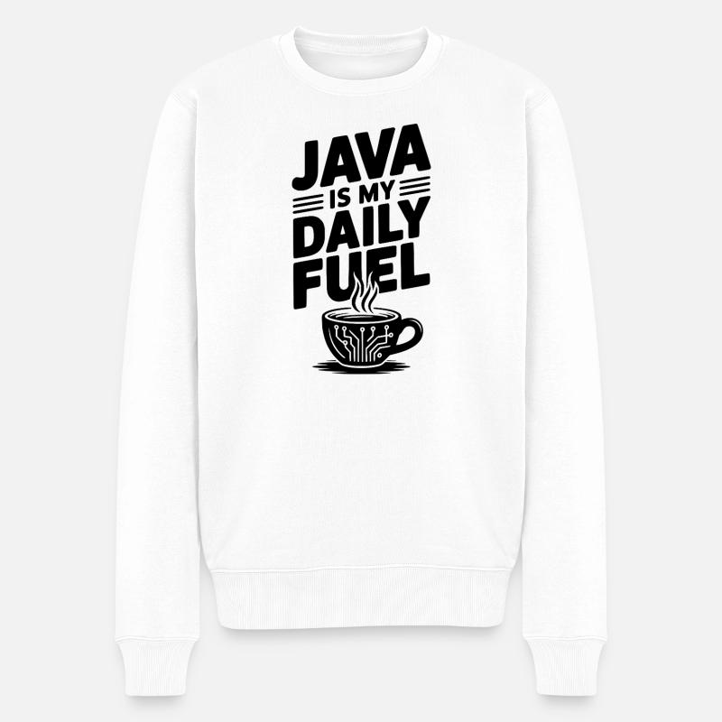 Java est mon carburant quotidien - Pull Premium bio Homme - blanc