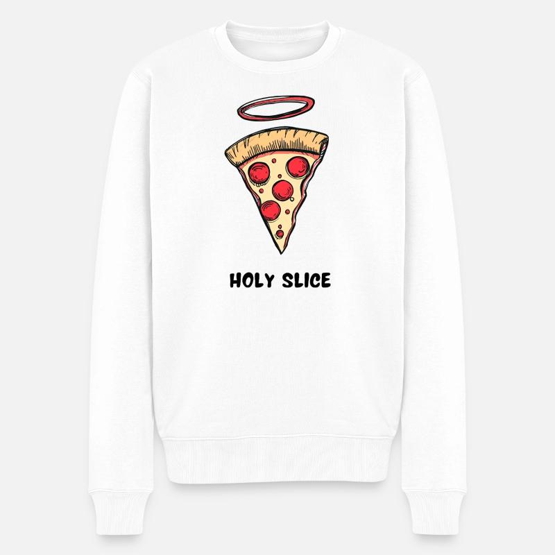 Holy Slice – Pizza BD Rétro - Pull Premium bio Homme - blanc