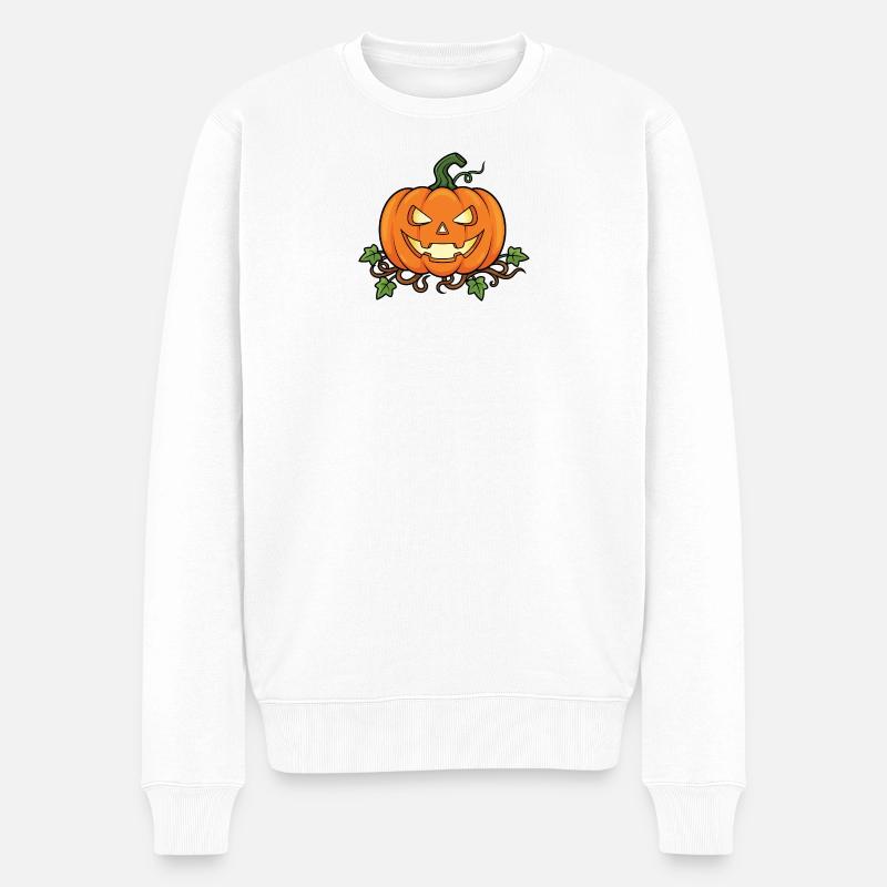 Kürbis Halloween - Männer Premium Bio Pullover - Weiß