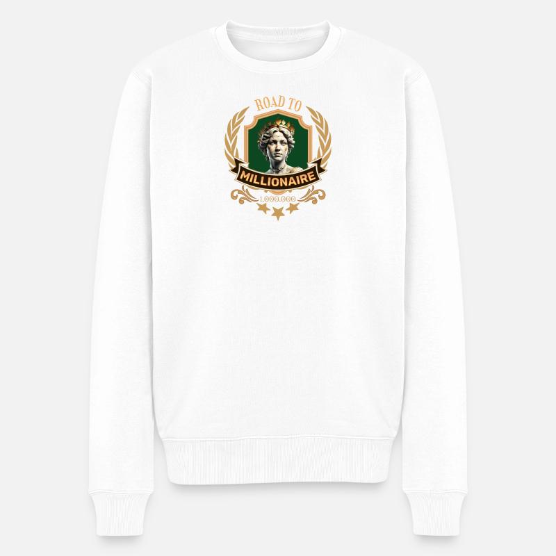 ROAD TO MILLIONAIRE  - Männer Premium Bio Pullover - Weiß