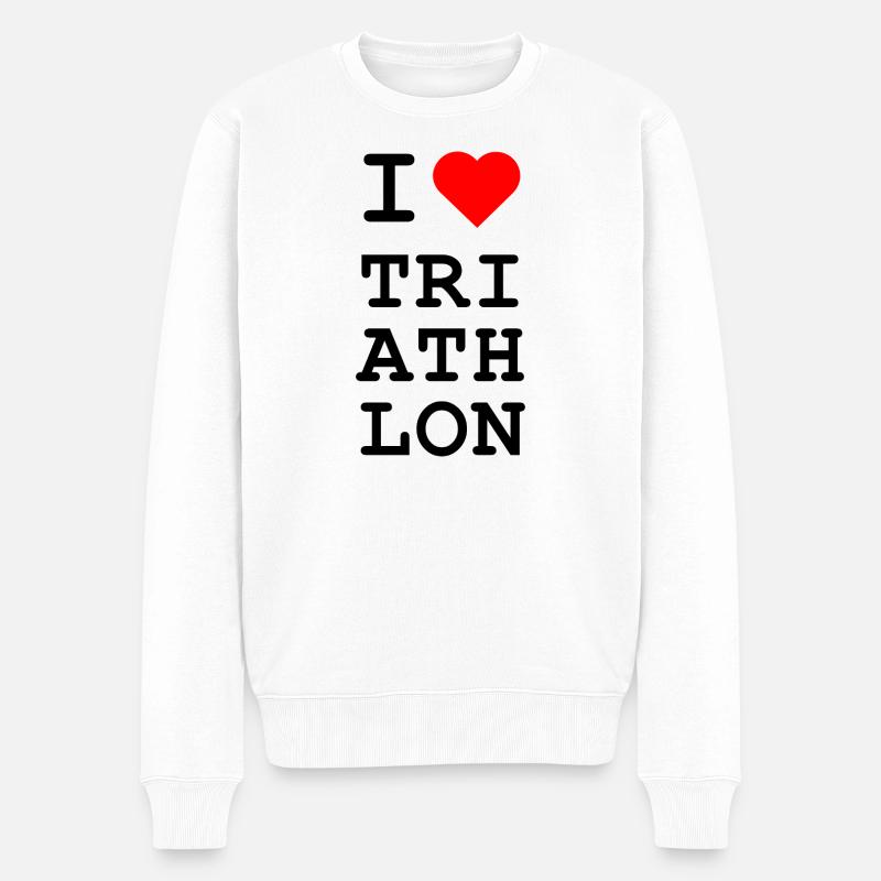 J’adore le triathlon - Design de cœur iconique - Pull Premium bio Homme - blanc