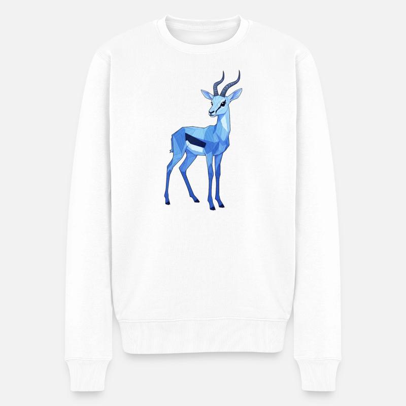 Blauer Geo-Rehbock - Männer Premium Bio Pullover - Weiß