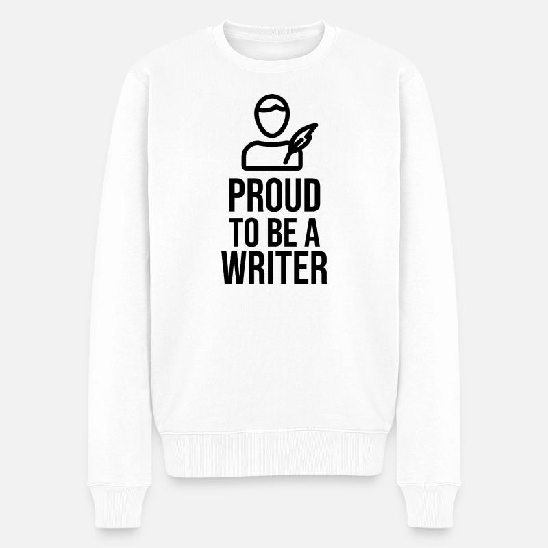 Stolz, Schriftsteller zu sein – Minimalistische Strichkunst-Ikone - Männer Premium Bio Pullover - Weiß