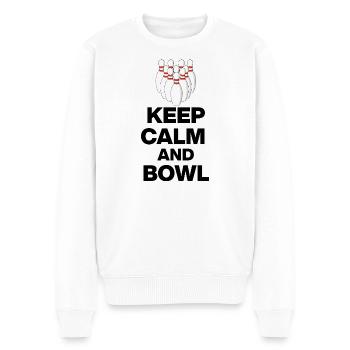 KEEP CALM AND BOWL, STRIKE MEISTER! PIN SNIPER - Men's Premium Organic Jumper - white - Front - Thijin (182cm)
