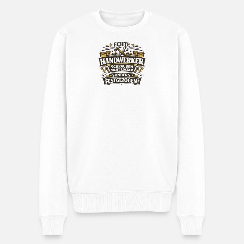 Echte Handwerker Schrauben Festgezogen - Männer Premium Bio Pullover - Weiß