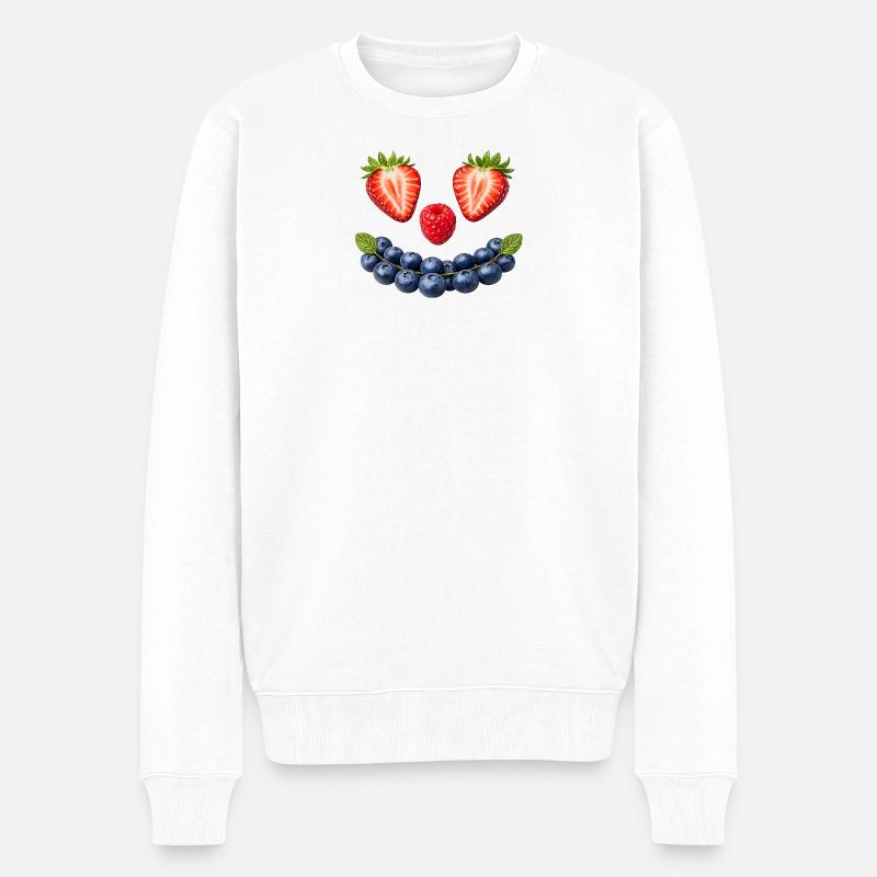 Beeren Gesicht - Männer Premium Bio Pullover - Weiß