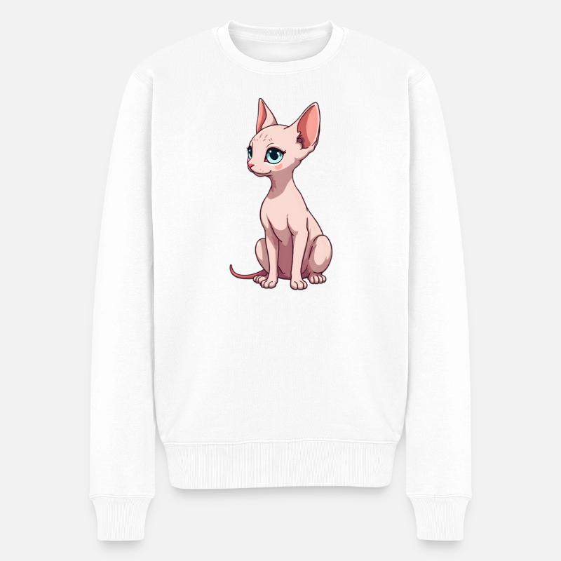Sphynx Katze - Männer Premium Bio Pullover - Weiß