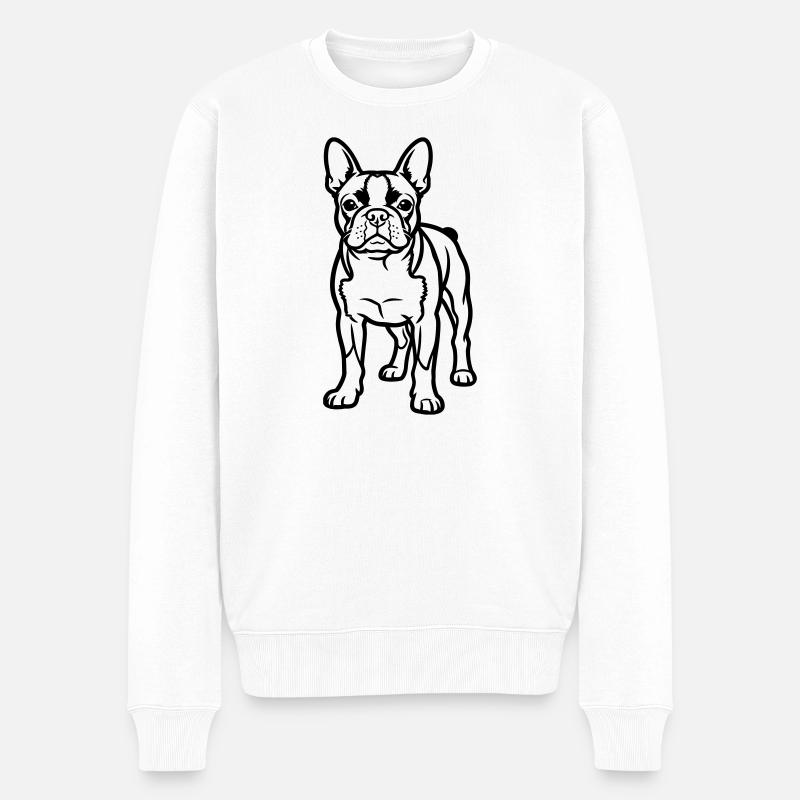 Boston Terrier - Männer Premium Bio Pullover - Weiß