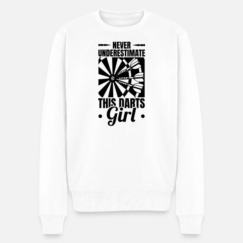 Dartspielerin - Männer Premium Bio Pullover - Weiß
