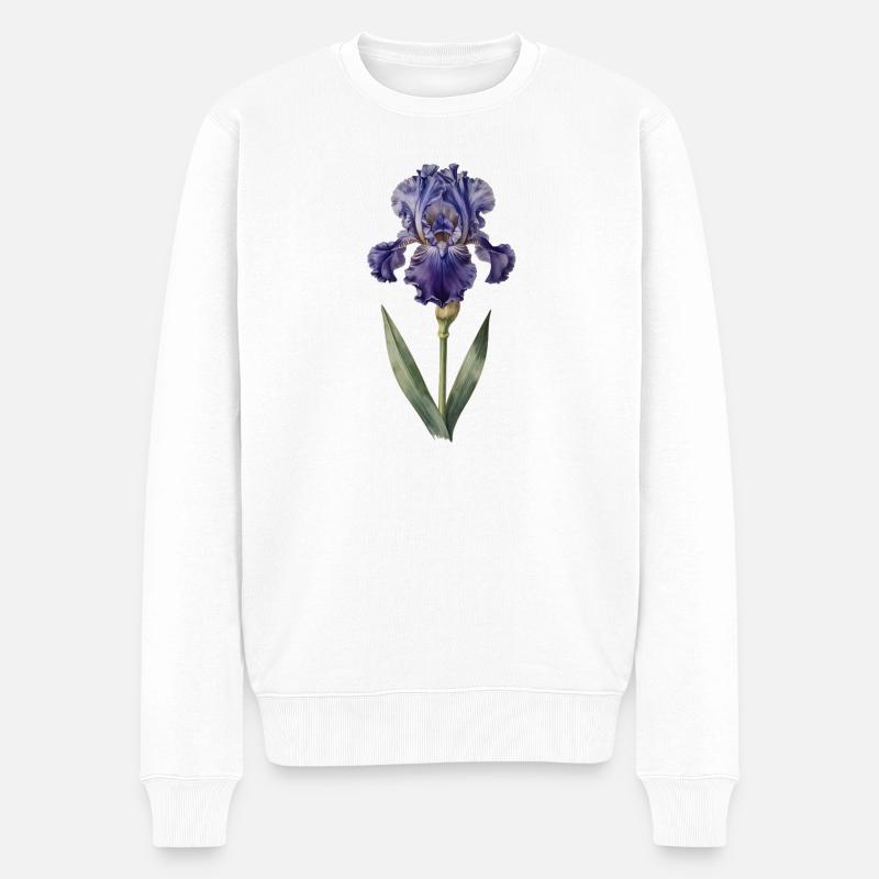 Iris violet sur tige délicate - Pull Premium bio Homme - blanc