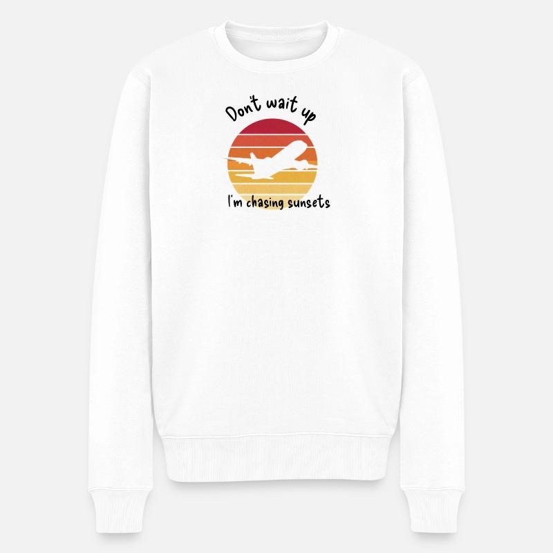 Sunset Airplane Vielflieger Geschenk  - Männer Premium Bio Pullover - Weiß