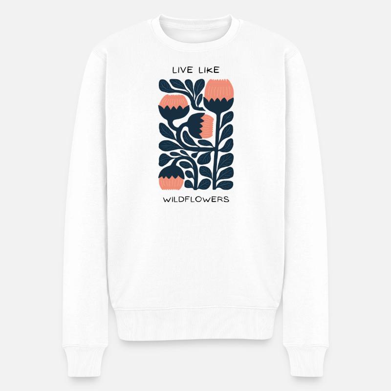 Vivre comme des fleurs sauvages - Pull Premium bio Homme - blanc