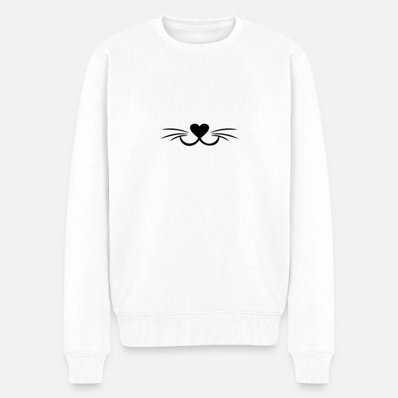 Katze - Männer Premium Bio Pullover - Weiß