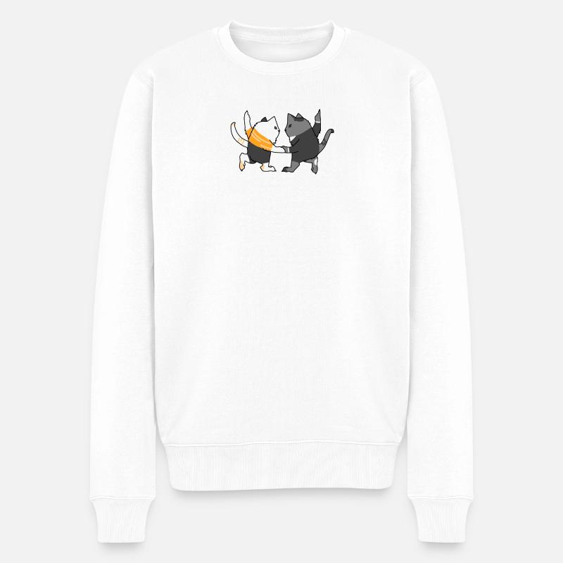 Tanzende Katzen - Männer Premium Bio Pullover - Weiß