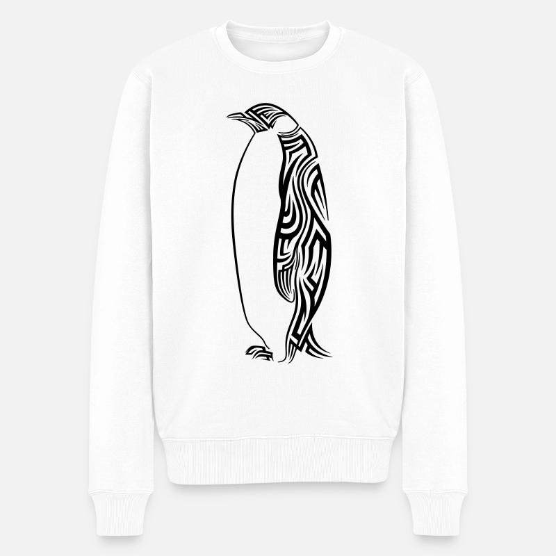 Pinguin Tribal Tattoo - Männer Premium Bio Pullover - Weiß