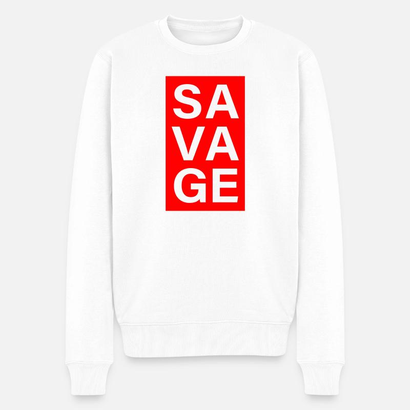 Savage - Männer Premium Bio Pullover - Weiß