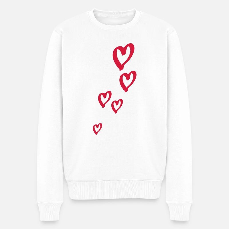 herzen - Männer Premium Bio Pullover - Weiß