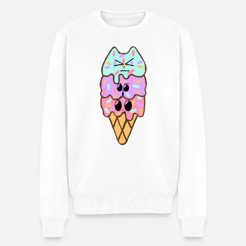 Kawaii 3Kugeln Eis | Original von. MMJ49 - Männer Premium Bio Pullover - Weiß