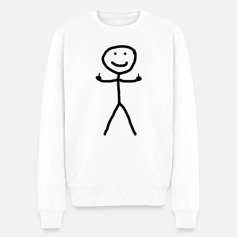 Hangman Stickman Strichmänchen Mittelfinger - Männer Premium Bio Pullover - Weiß