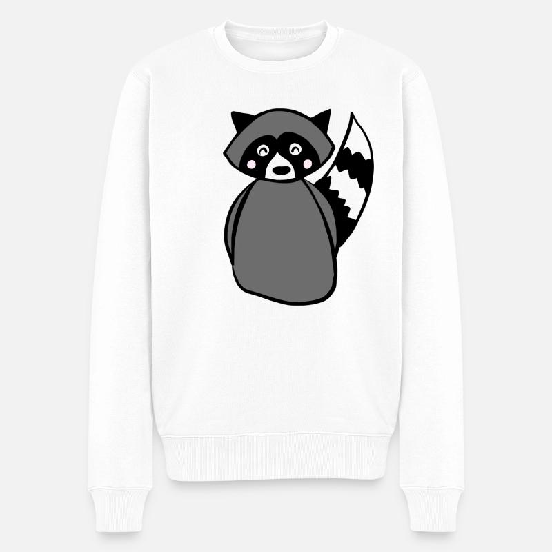 Waschbär - Männer Premium Bio Pullover - Weiß