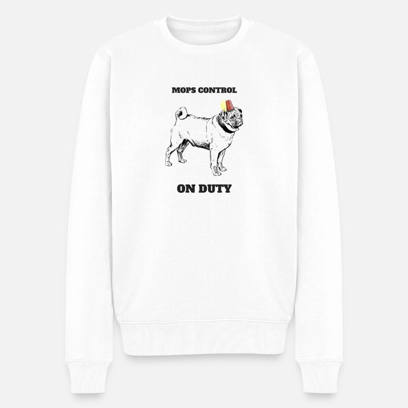 MOPS CONTROL - Männer Premium Bio Pullover - Weiß