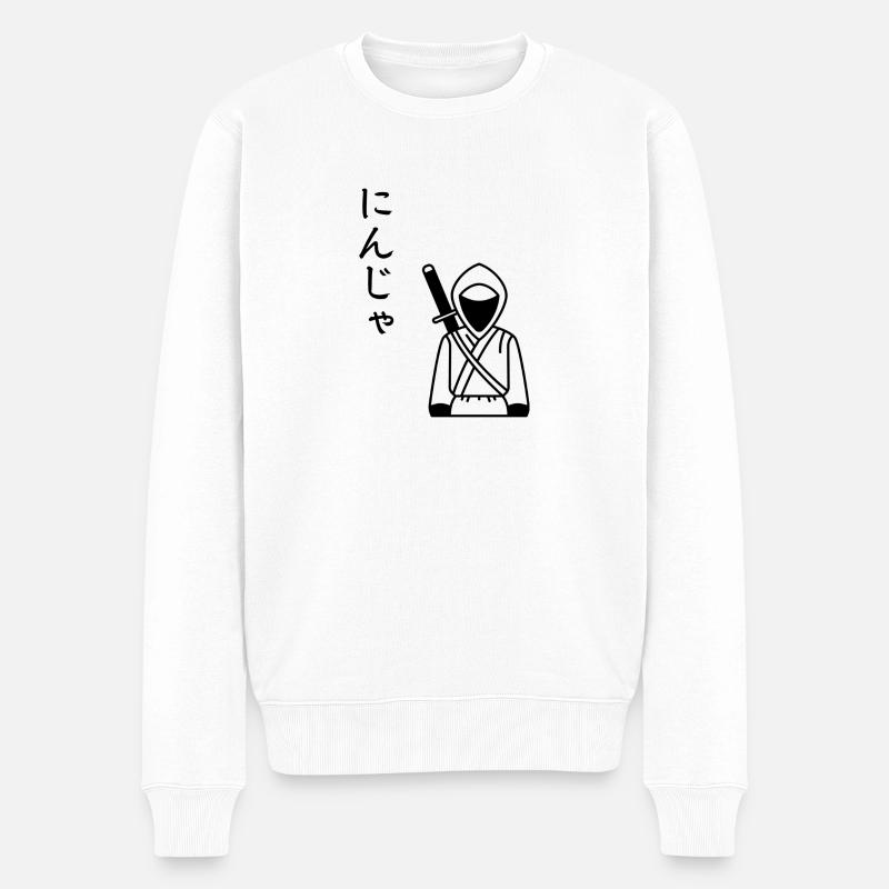 Ninja - Männer Premium Bio Pullover - Weiß