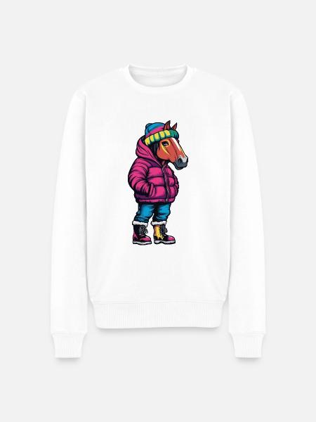 Horse Funny Winter - Men's Premium Organic Jumper - white