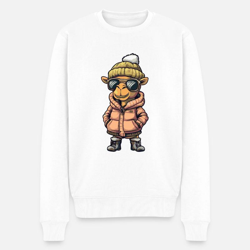 Kamel Cool Comic - Männer Premium Bio Pullover - Weiß