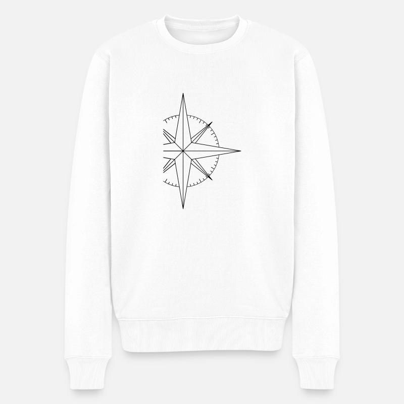 Simple Kompass - Männer Premium Bio Pullover - Weiß