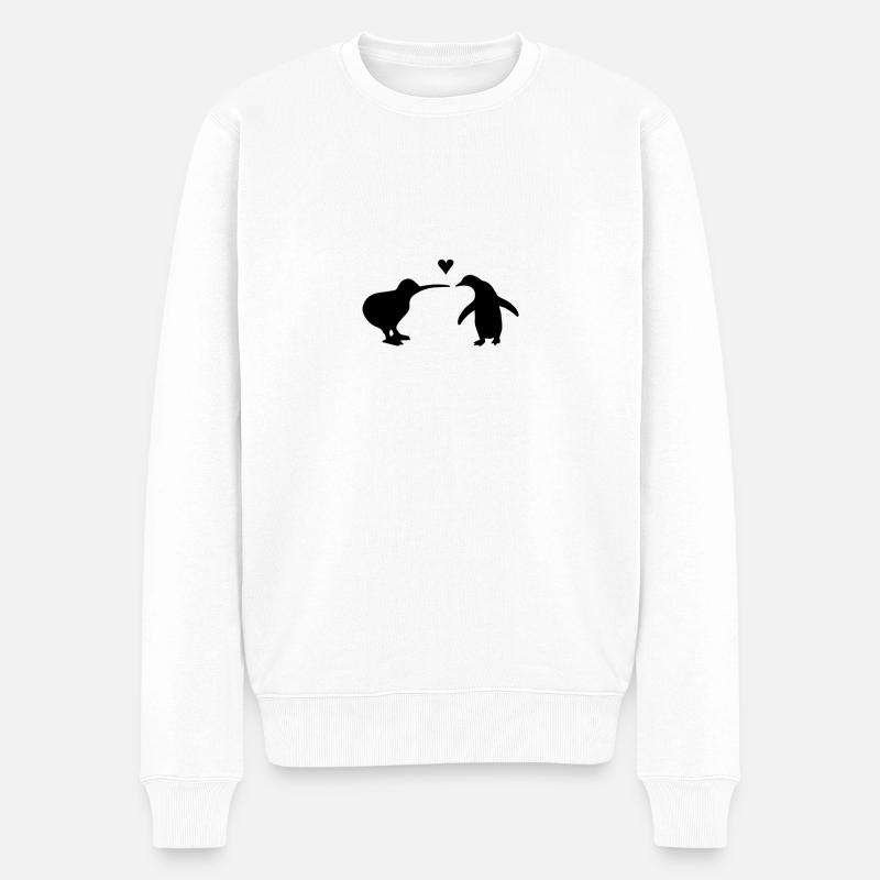 Kiwi loves Pinguin (Herz) - Männer Premium Bio Pullover - Weiß