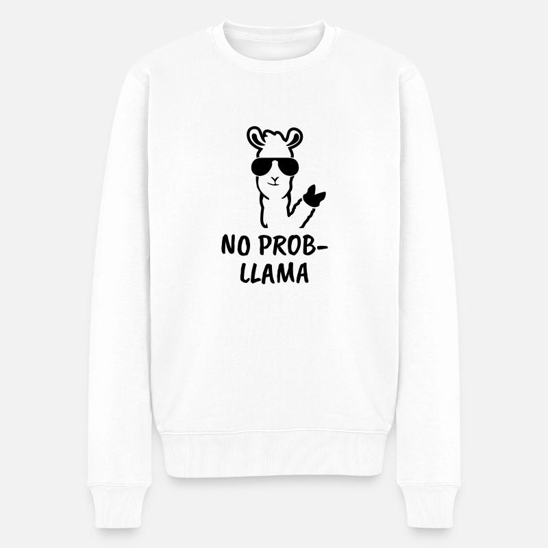 NO PROB-LLAMA! - Männer Premium Bio Pullover - Weiß