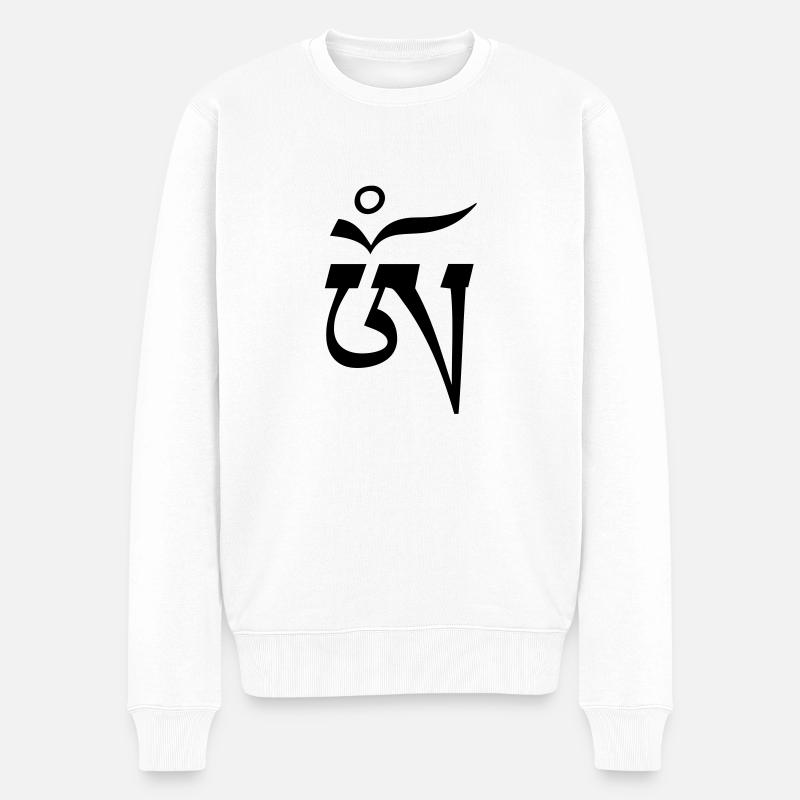 Aum OM tibétain 1c - Pull Premium bio Homme - blanc