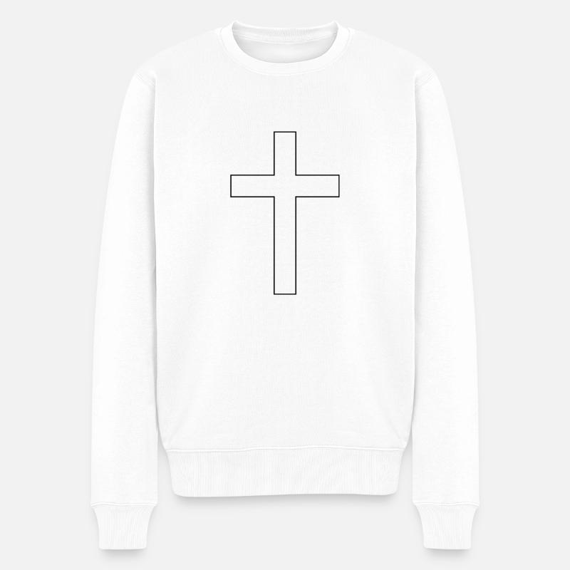 Kreuz - Männer Premium Bio Pullover - Weiß