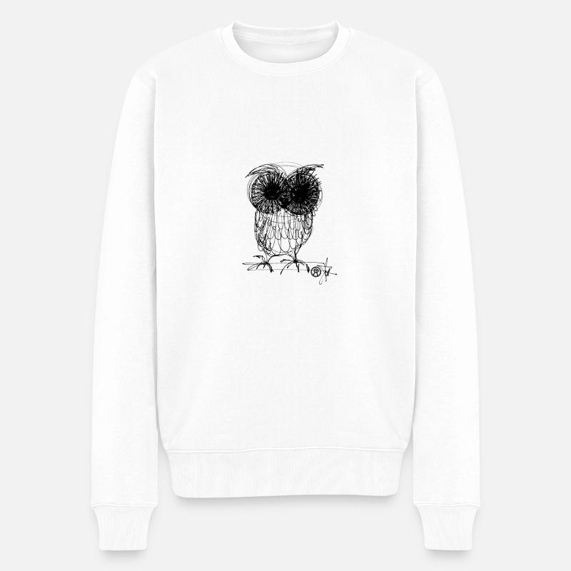 Eule schwarz - Männer Premium Bio Pullover - Weiß
