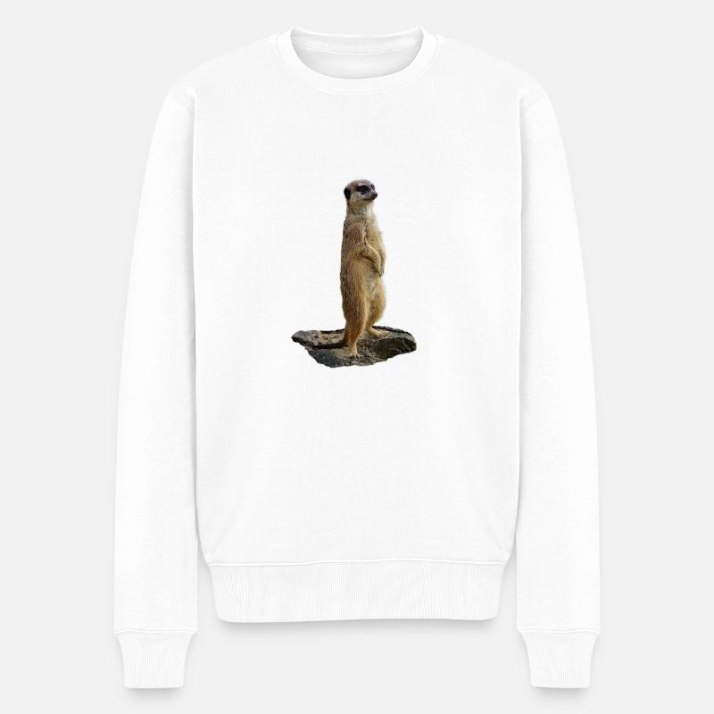 Meerkat sur un rocher - Pull Premium bio Homme - blanc
