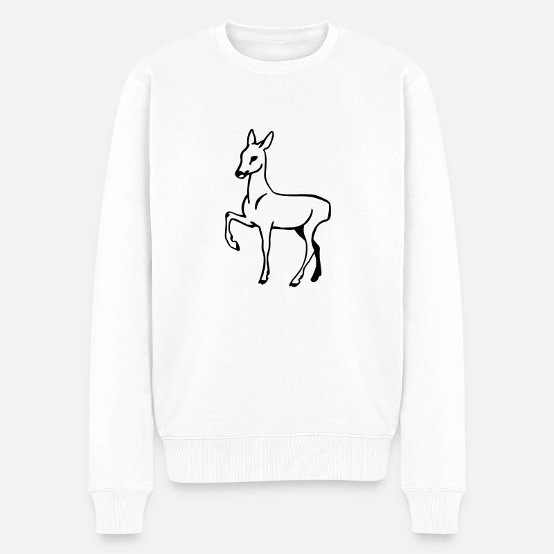 Hirschkuh - Männer Premium Bio Pullover - Weiß