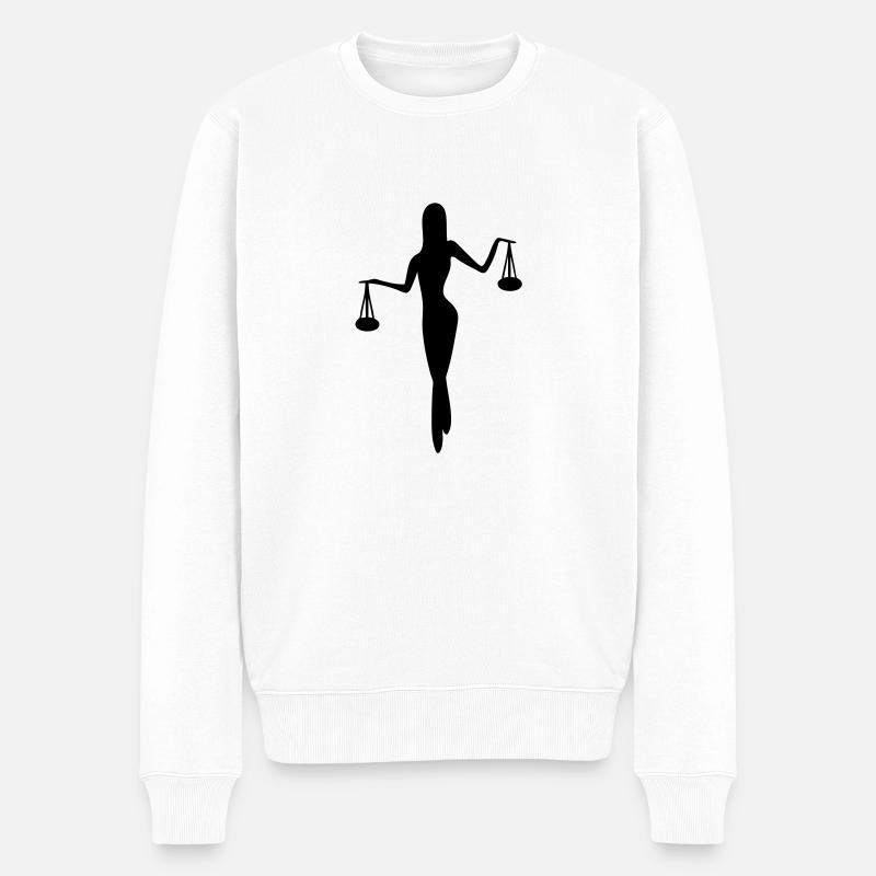 Sternzeichen Waage - Männer Premium Bio Pullover - Weiß