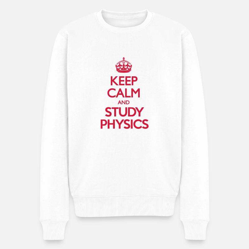 Keep Calm and Study Physics - Männer Premium Bio Pullover - Weiß