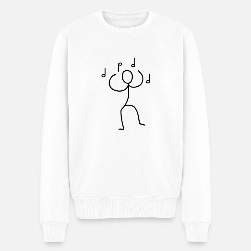 Strichmännchen tanzt - Männer Premium Bio Pullover - Weiß