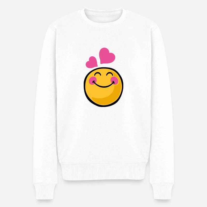 Smiley romantic - Männer Premium Bio Pullover - Weiß