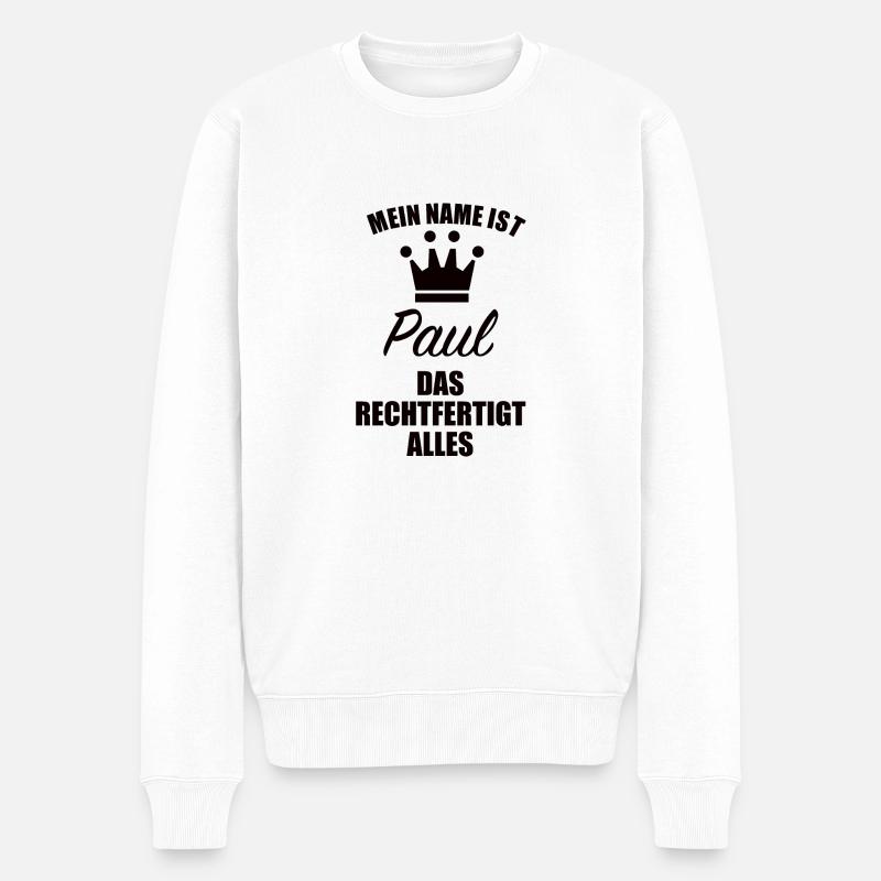 Paul Name Vorname Geschenk - Männer Premium Bio Pullover - Weiß