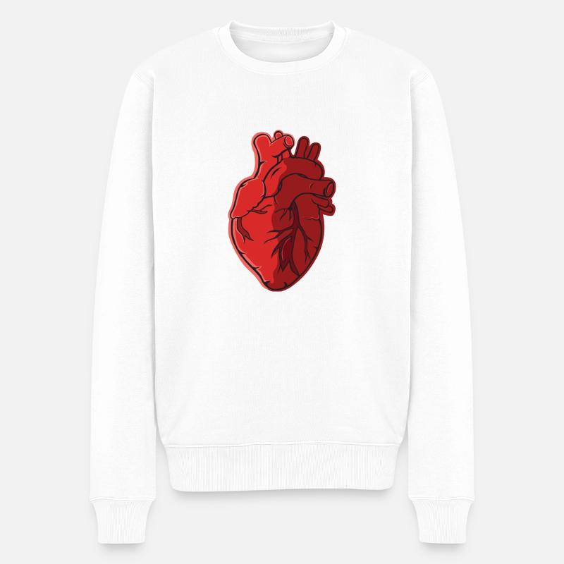 Herz Anatomie - Männer Premium Bio Pullover - Weiß