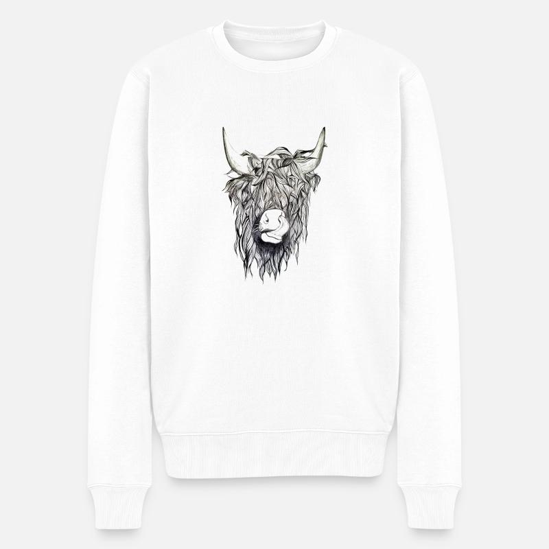 Yak Büffel Rind Kuh Bison Taurus Horn Zunge Bulle - Männer Premium Bio Pullover - Weiß