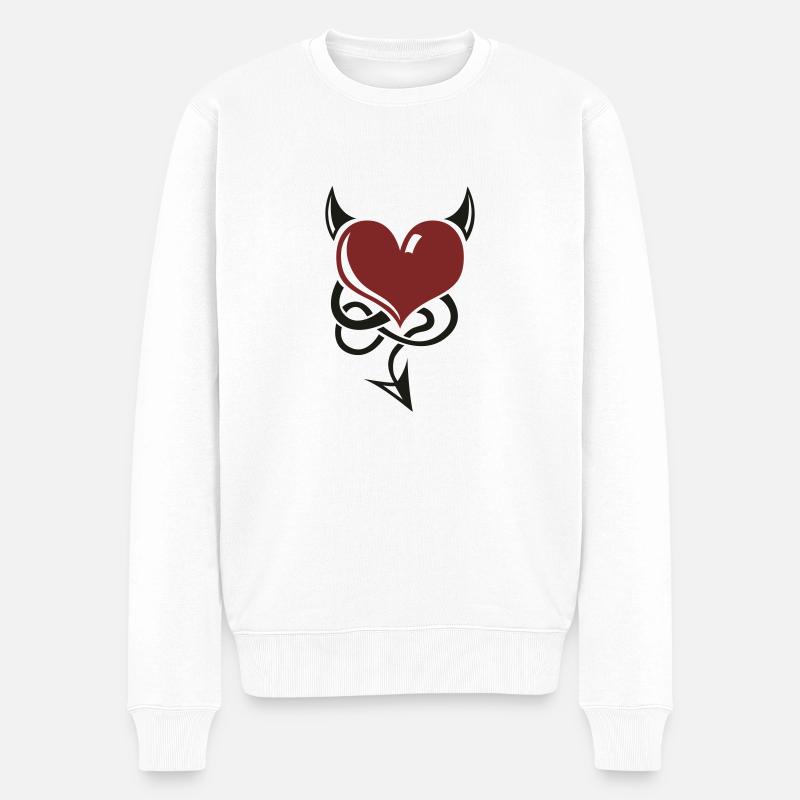 Devil Heart - Männer Premium Bio Pullover - Weiß