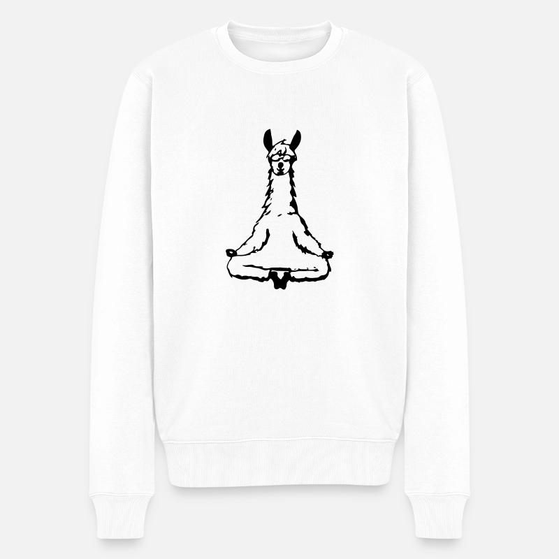 Lama Alpaka Yoga Vektor Lustig Geschenkidee - Männer Premium Bio Pullover - Weiß