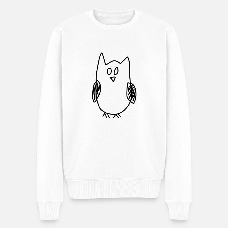 Eule - Männer Premium Bio Pullover - Weiß