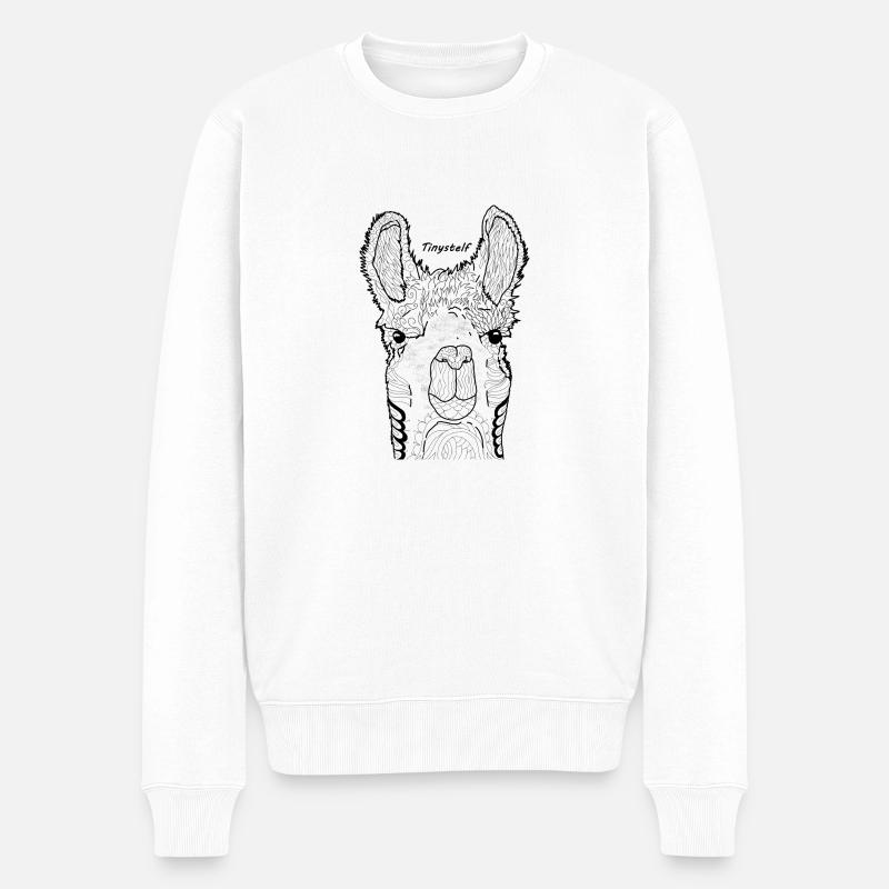 lama - Pull Premium bio Homme - blanc